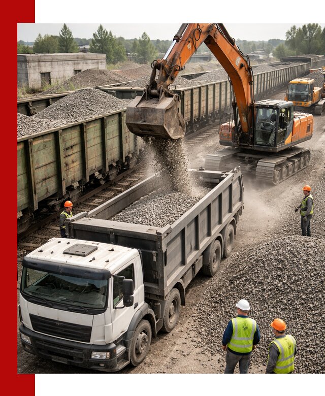 Железнодорожный щебень фракция 25–60 для поставок в Балашихе