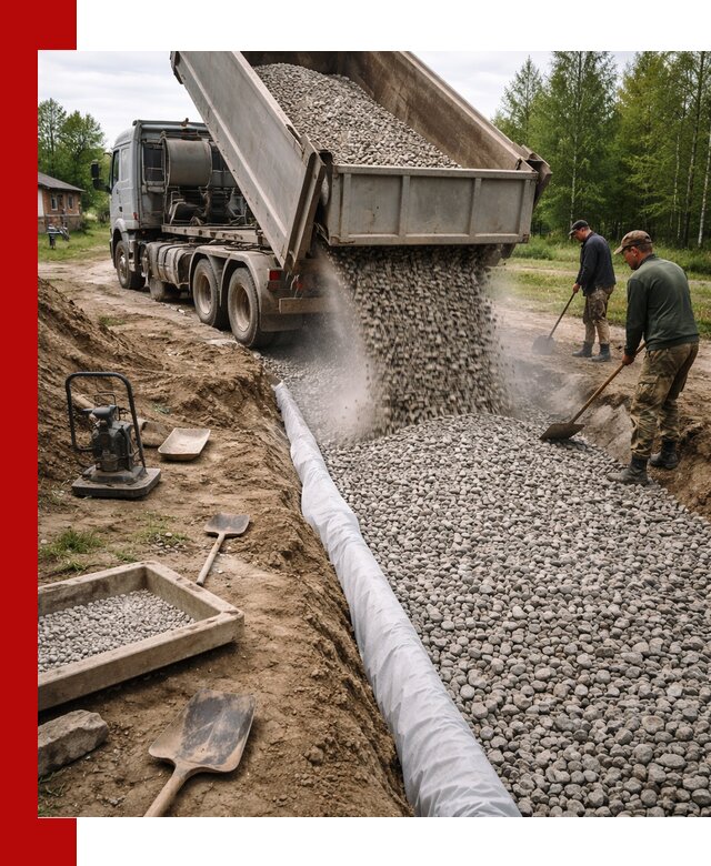 Гравий для дренажа с доставкой в Балашихе качественный и недорогой