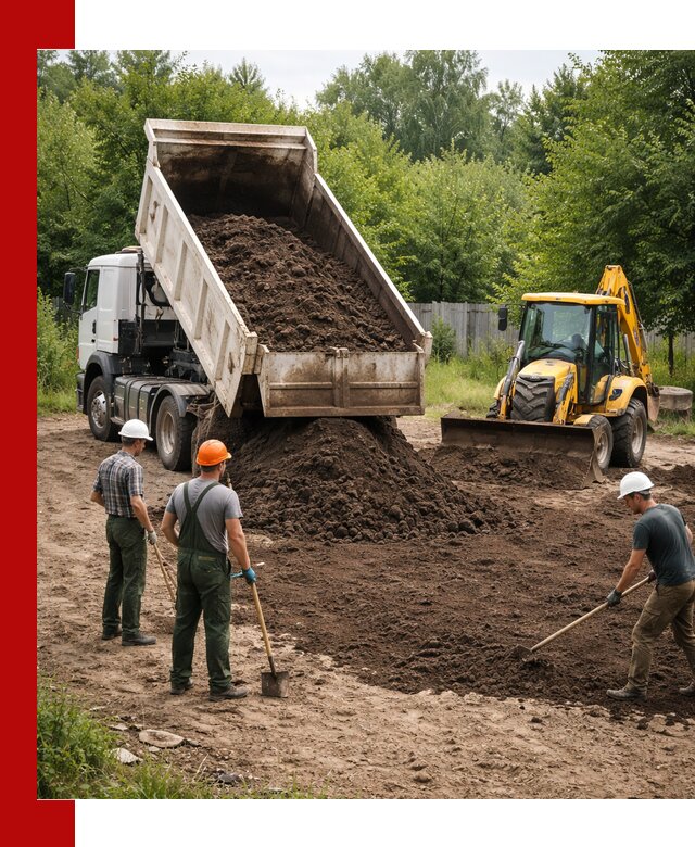 Доставка и укладка грунта для выравнивания участка в Балашихе