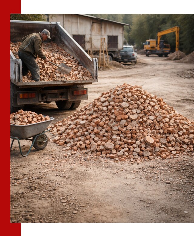 Доставка и подушка из боя кирпича с разгрузкой в Балашихе