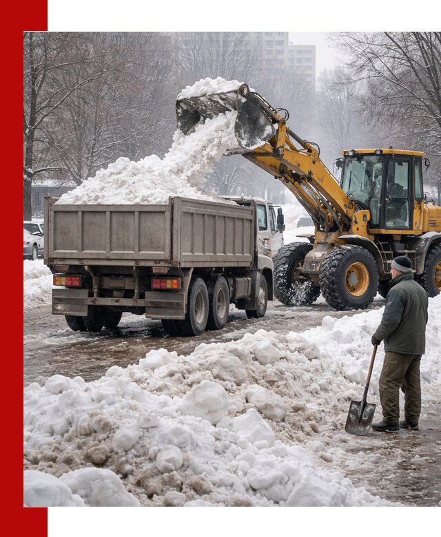 Вывоз снега грузовой техникой в Балашихе оперативно и чисто