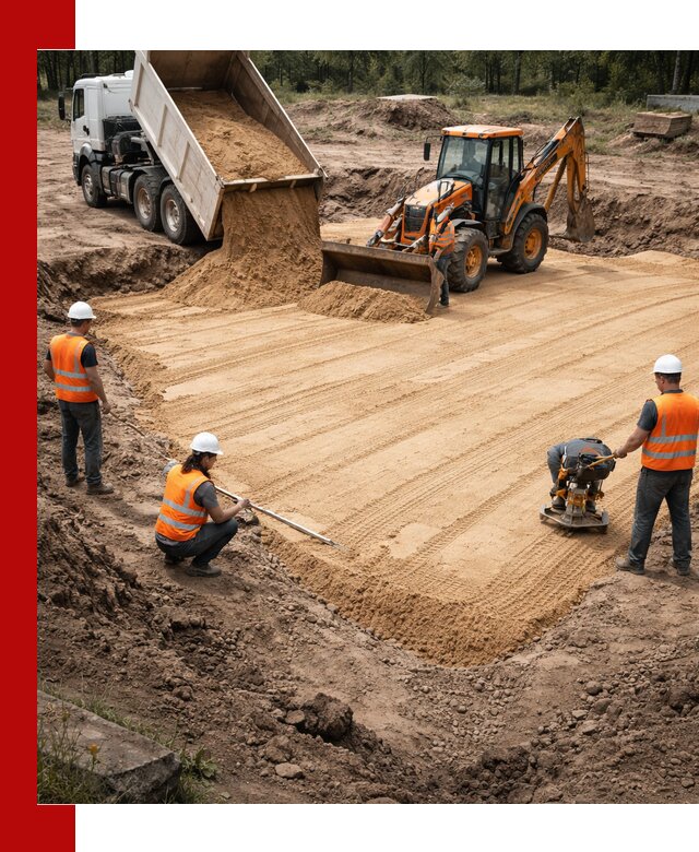 Устройство песчаной подушки для фундаментов и дорог в Балашихе